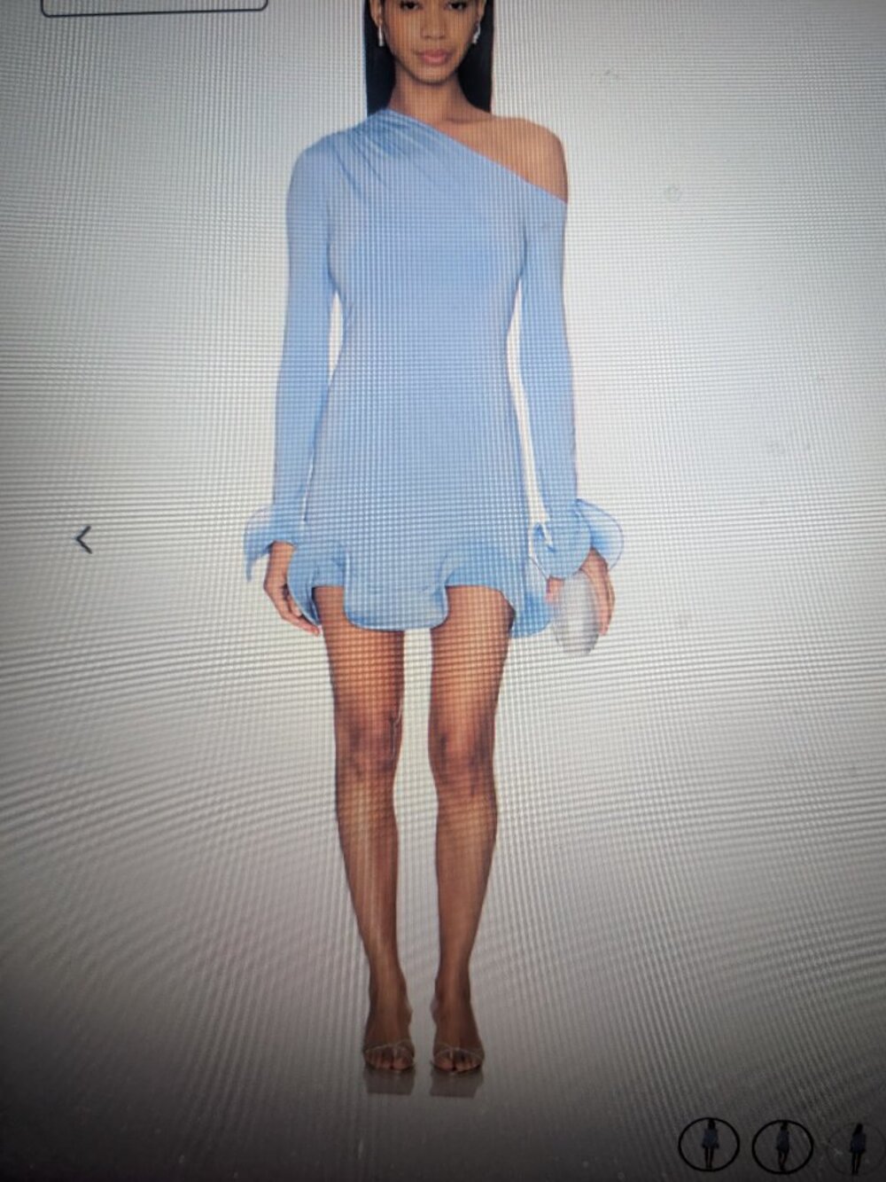 NBD Meher Mini Dress in Blue long Sleeve Frill Trim cocktail. Size XXS